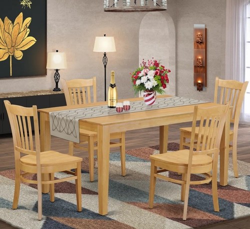 Light oak dining room set - oak, 5